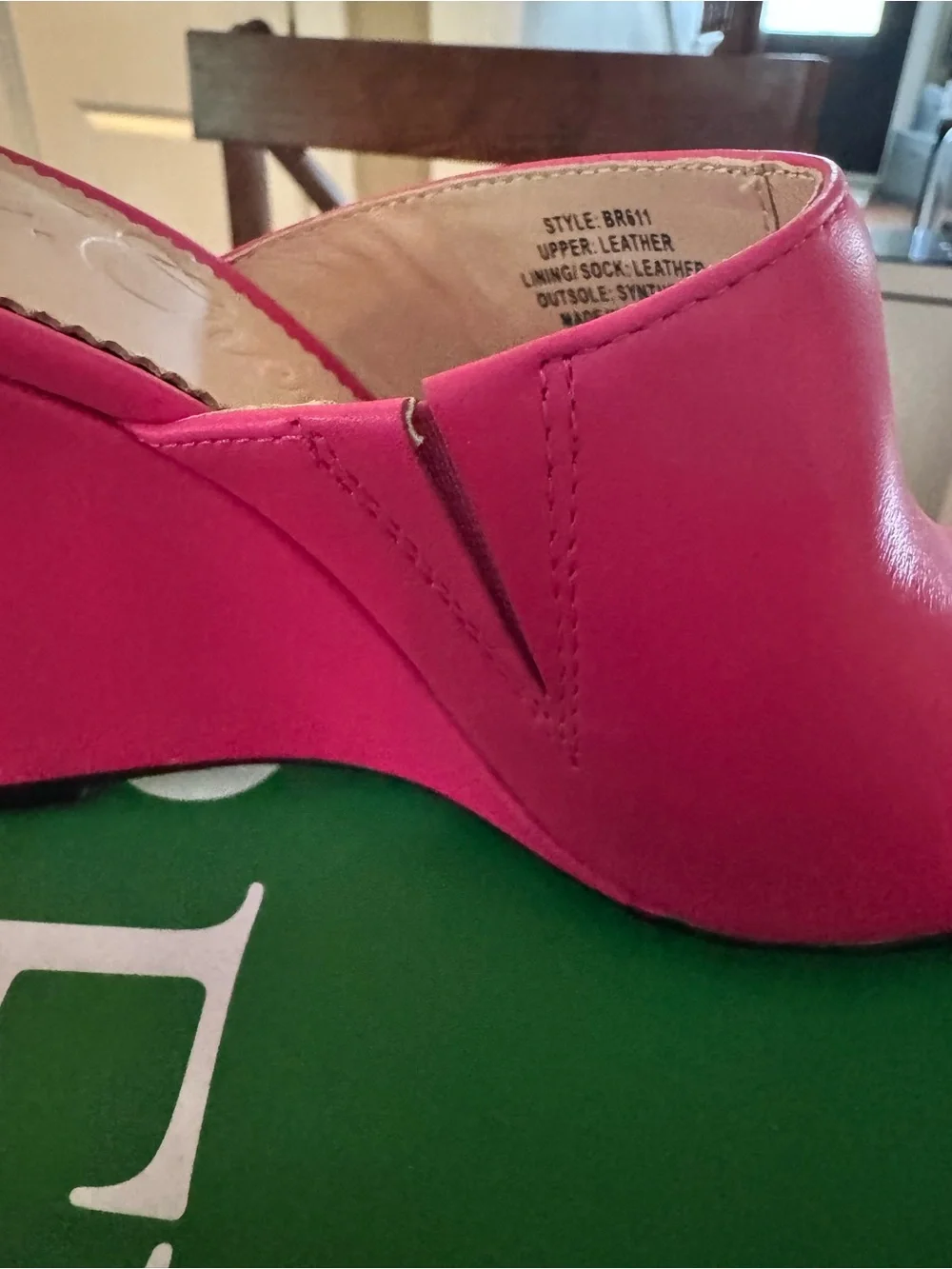 J. Crew Fuchsia Leather Slide Wedge Mules size 6